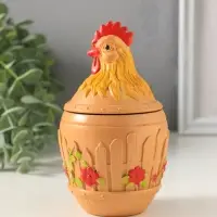 Шкатулка с крышкой для украшений &laquo;Петух&raquo;, 13&times;7 см, охра