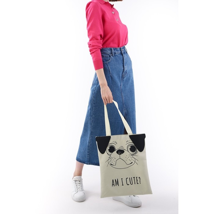 Сумка шопер «Песик», 35×0.5×40 см, бежевый