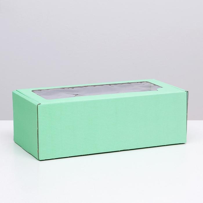 Коробка самосборная, с окном, мятная, 16 х 35 х 12 см МИКС Коробка самосборная, с окном, мятная, 16 х 35 х 12 см МИКС