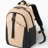 Рюкзак, 27*13*38,5 см, 2 отд 3н/карм, Комби, Водонепрон. дно, бежевый/черн