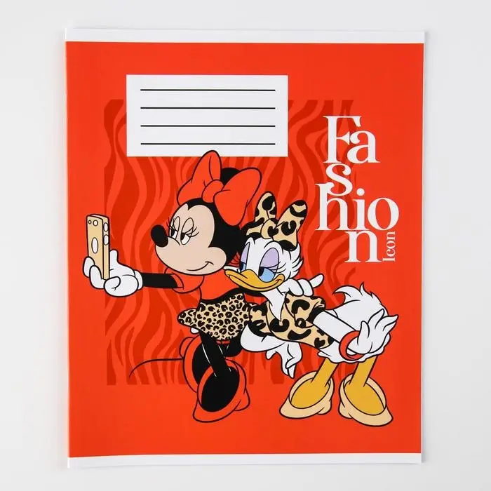 Тетрадь в клетку 12 листов, 5 видов МИКС, обложка мелованный картон, &laquo;Минни Маус&raquo;