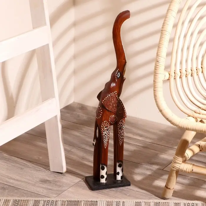 Сувенир дерево "Слон с резными ушками" 60х14х9 см