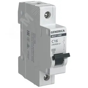 Выключатель автоматический&nbsp;ВА47-29М&nbsp;1P&nbsp;16А&nbsp;4,5кА&nbsp;C&nbsp;GENERICA