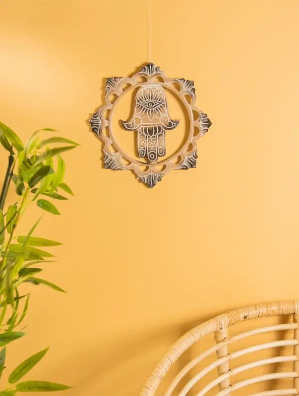 Панно "Хамса" МДФ, 30х30х1 см, цв. чёрно-бежевый