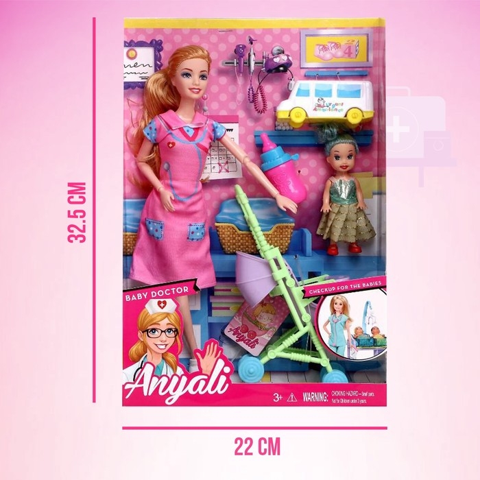 Кукла-модель шарнирная «Врач» с малышкой, с аксессуарами, МИКС Кукла-модель шарнирная «Врач» с малышкой, с аксессуарами, МИКС