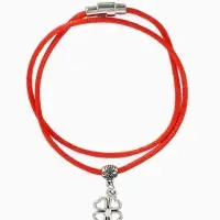 Браслет-оберег &laquo;Красная нить&raquo;, на удачу, клевер контурный, цвет серебро, 23 см