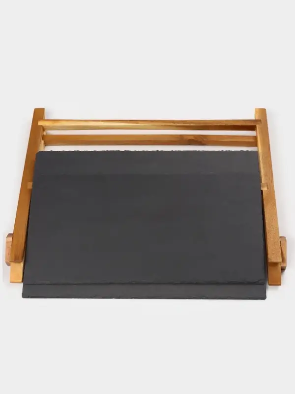 Блюдо - этажерка Magistro Valley, 2 яруса, сланец, чёрное