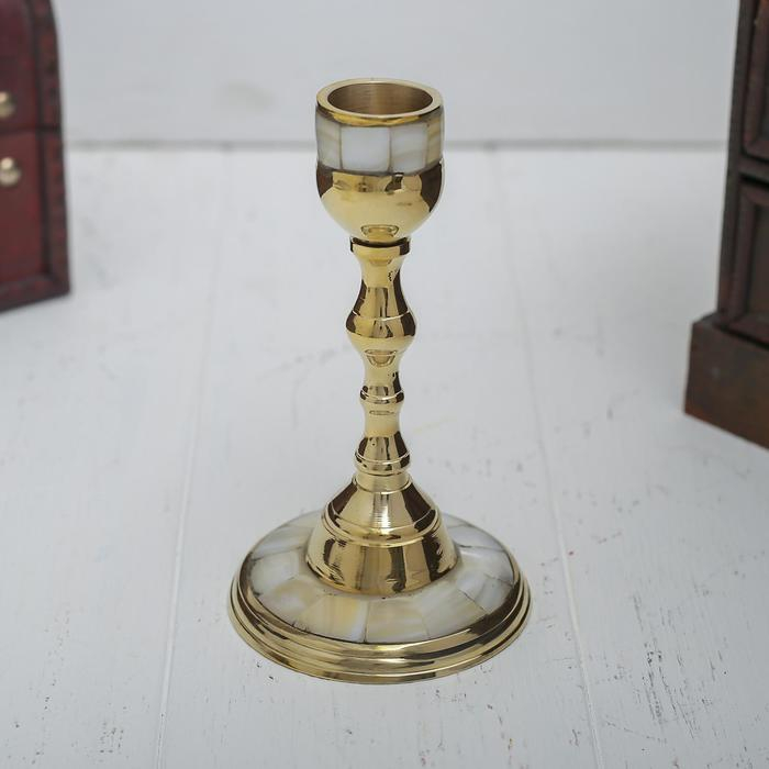 Подсвечник с перламутром  Подсвечник с перламутром "Воображение" на 1 свечу, латунь 7,5х7,5х13,5 см