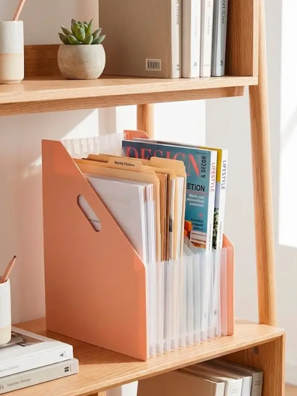 Лоток для бумаг Calligrata, А4, вертикальный, пластиковый, 12 отделений, бежевый