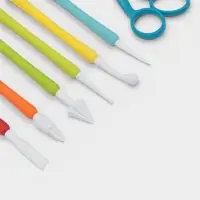 Стеки для моделирования кондитерских украшений и ножницы кондитерские для переноски украшений Доляна, набор 6 шт., пластик, МИКС