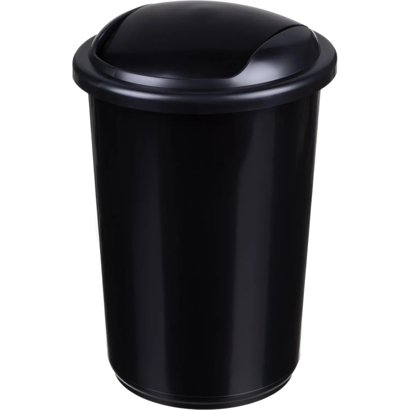 Ведро мусорное пласт 12л круг черн с крыш-маят металлик 255х360мм Uniplast