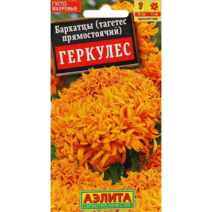 Семена Цветов Бархатцы Семена Цветов Бархатцы "Геркулес", прямостоячие, ц/п, 0,2 г