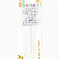 Свеча для торта &laquo;Элемент&raquo;, цифра "2" серебро