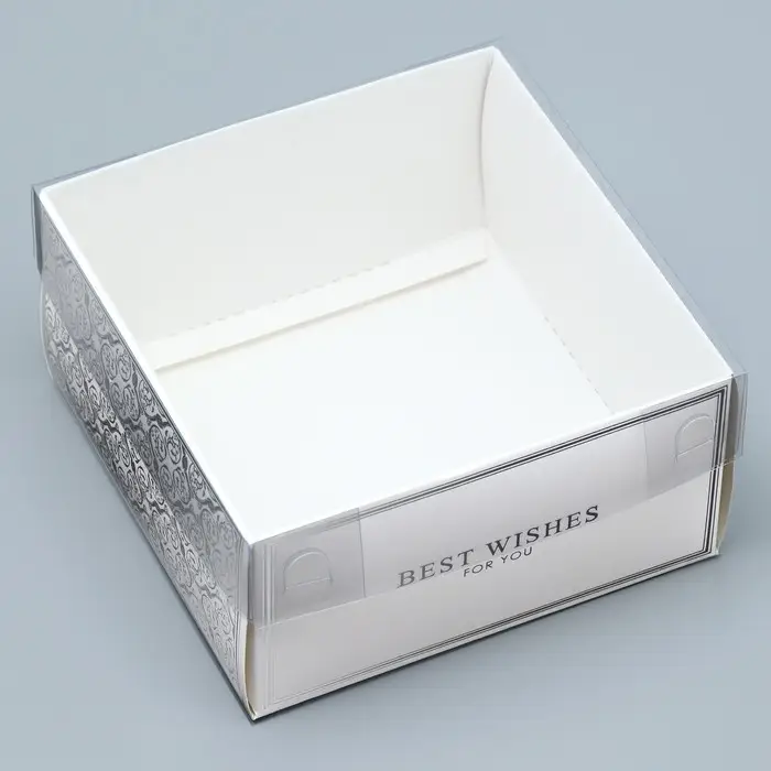 Коробка для кондитерских изделий с PVC крышкой Best wishes, 11.5 х 11.5 х 6 см Коробка для кондитерских изделий с PVC крышкой Best wishes, 11.5 х 11.5 х 6 см