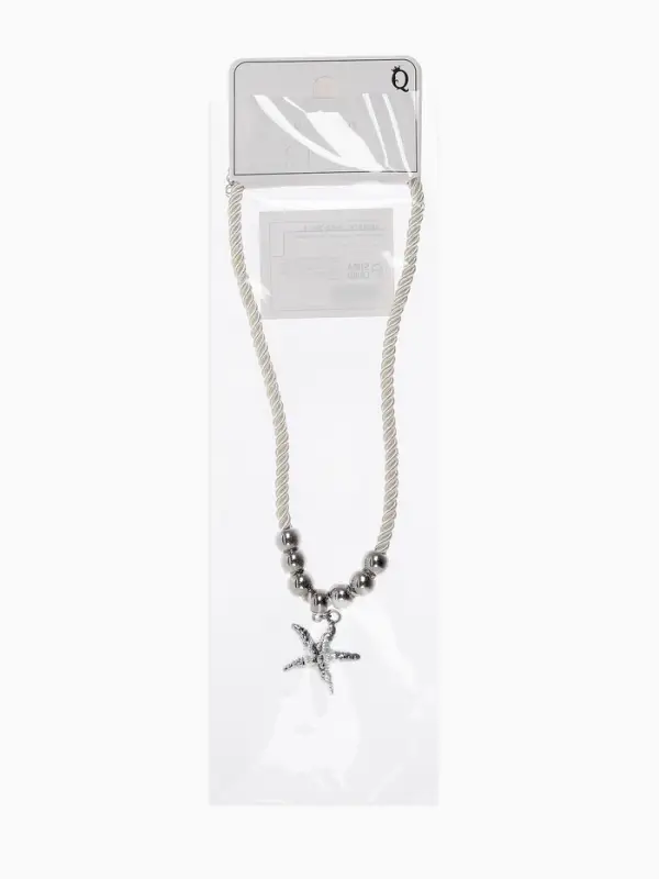 Кулон на шнурке &laquo;Морская звезда&raquo;, L=45 см, бело-серебристый