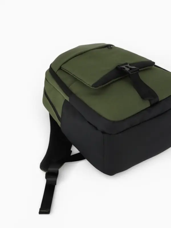 Рюкзак, 27*13*38,5 см, 2 отд 4н/карм, Комби, Водонепрон. дно, зеленый/черн