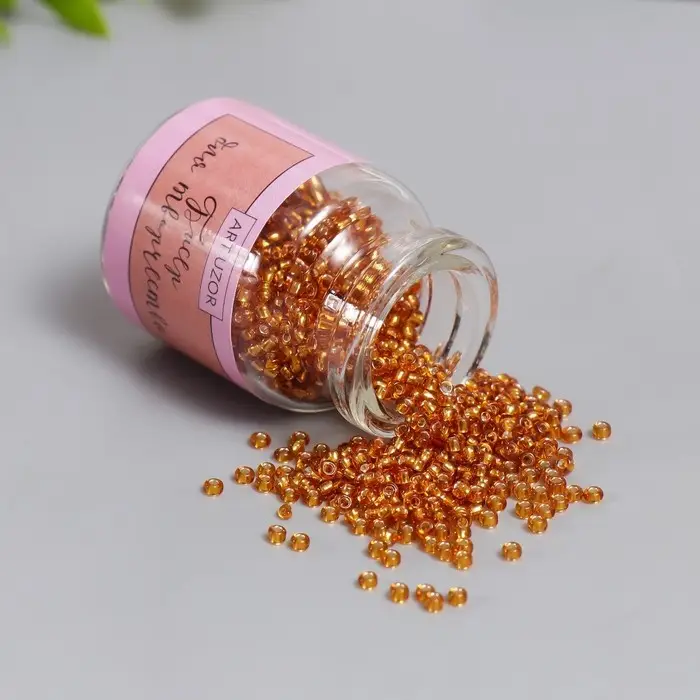 Бисер круглый 12/0 в бутылочке  Бисер круглый 12/0 в бутылочке "Бронзово-коричневый" прозрачно-цветной 20 гр