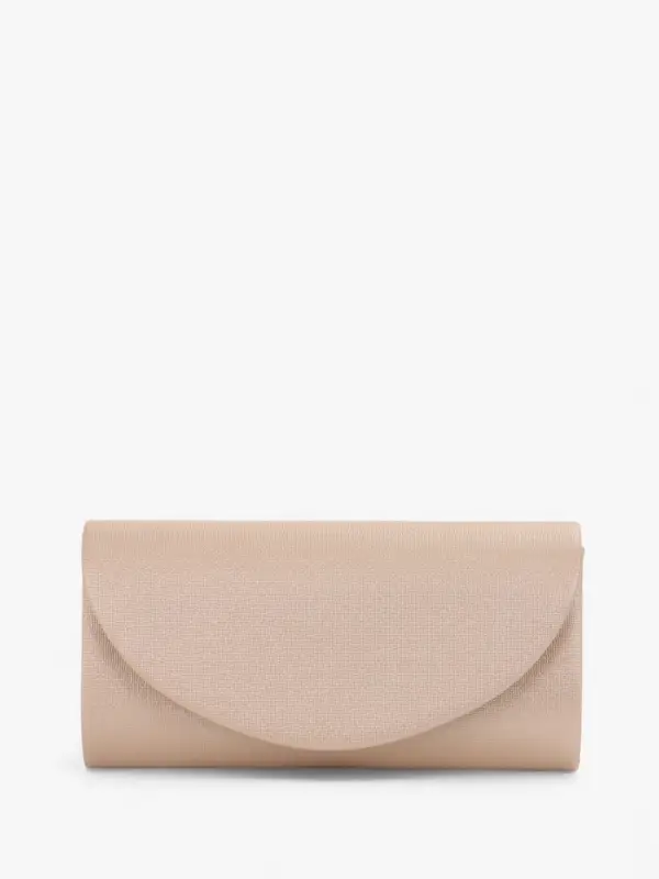 Сумка-клатч вечерняя на магните, на серебристой цепочке, бежевая