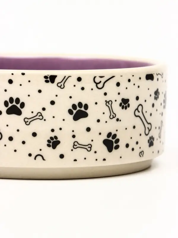 Миска Smile Dog, 200 мл, 10.5&times;10.5&times;4 см, керамика, сиреневая, бежевая