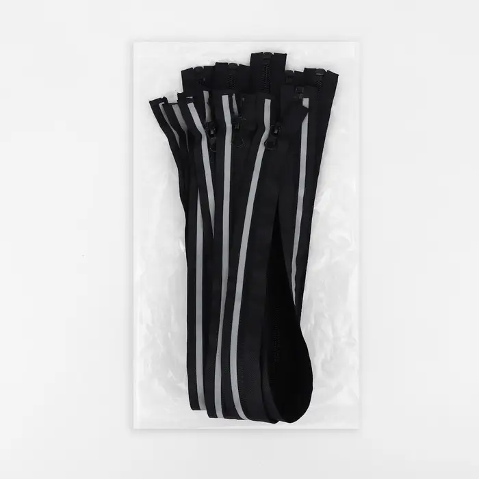 Молния «Спираль», №5, разъёмная, со светоотражающей полосой, замок автомат, 60 см, чёрная