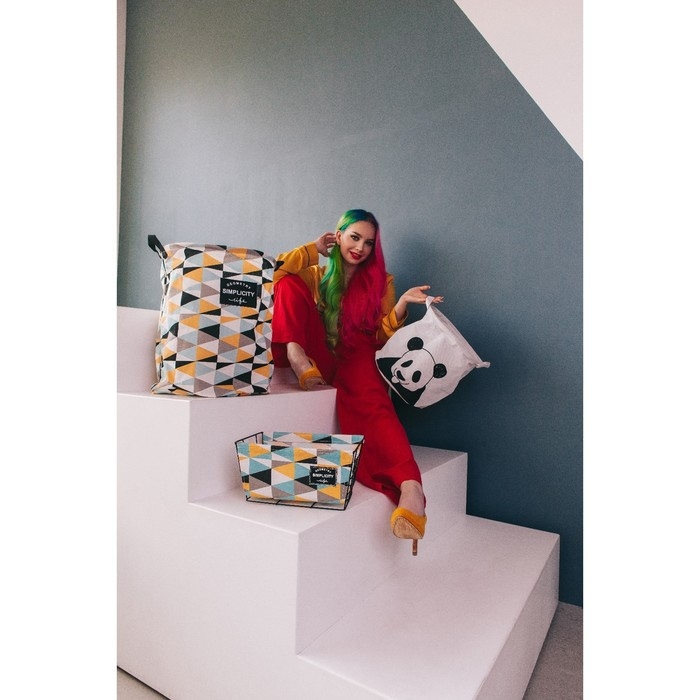 Корзина бельевая текстильная Доляна «Панда», 30×30×30 см, цвет белый Корзина бельевая текстильная Доляна «Панда», 30×30×30 см, цвет белый