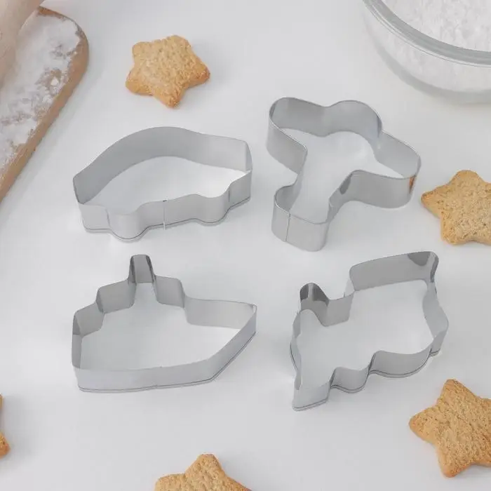 Набор форм для печенья Доляна «Транспорт», 4 шт, цвет серебристый Набор форм для печенья Доляна «Транспорт», 4 шт, цвет серебристый