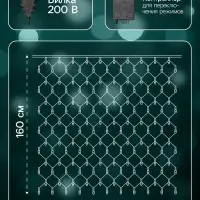 Гирлянда &laquo;Сеть&raquo; 1.6&times;1.6 м, IP20, тёмная нить, 144 LED, 8 режимов, 220 В, свечение мульти