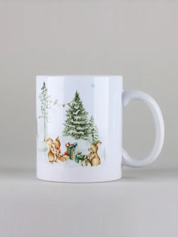 Кружка новогодняя керамическая &laquo;Новогодний лес&raquo;, 320 мл, цвет белый