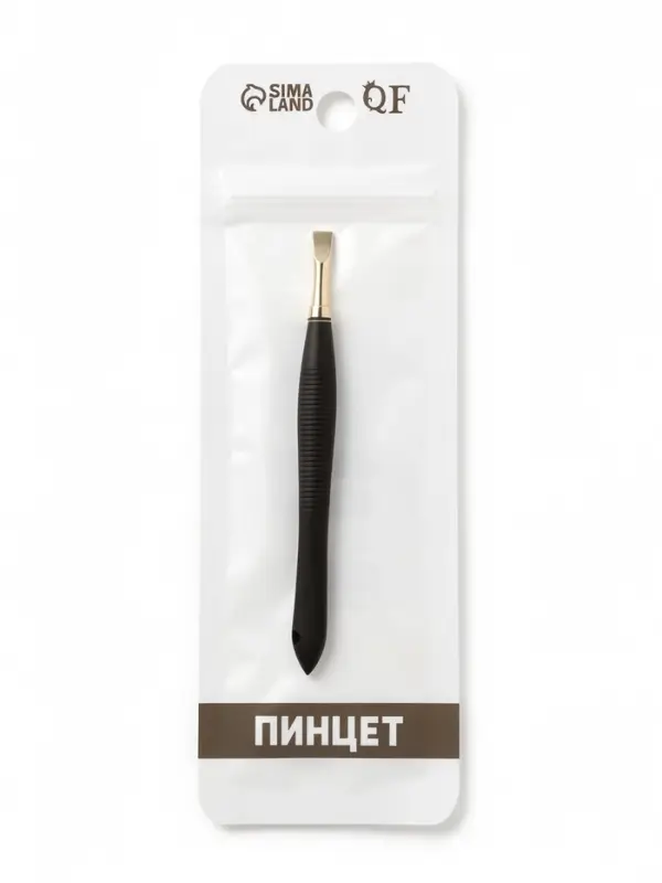 Пинцет прямой, узкий, 9 см, цвет чёрный/золотистый