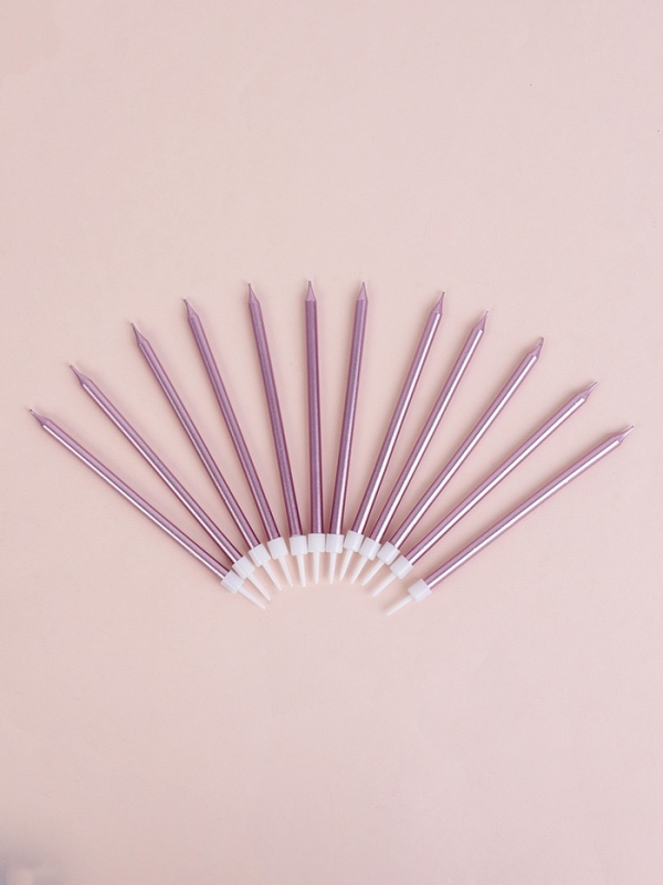 Свечи для торта Свечи для торта "Ройс", 12 шт, розовый металлик