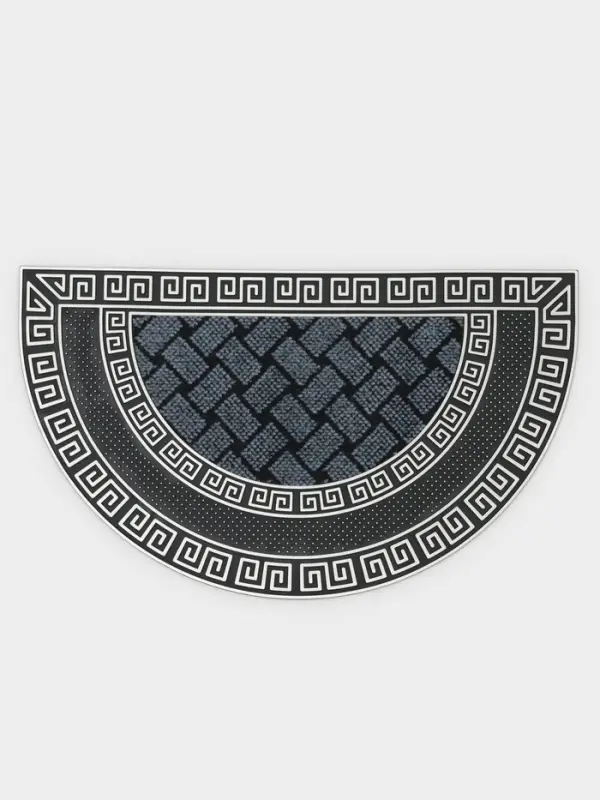 Коврик придверный полукруглый Доляна &laquo;Меандр&raquo;, 44&times;74 см, серебряный