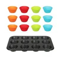 VETTA Форма для выпечки 12 ячеек с силиконовыми формами, 35,2х26,5х2,7см, угл.сталь, антипригарное п