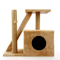 Домик для кошек с когтеточкой &laquo;Домосед&raquo;, с лестницей и площадкой, 60&times;35&times;56 см, бежевый