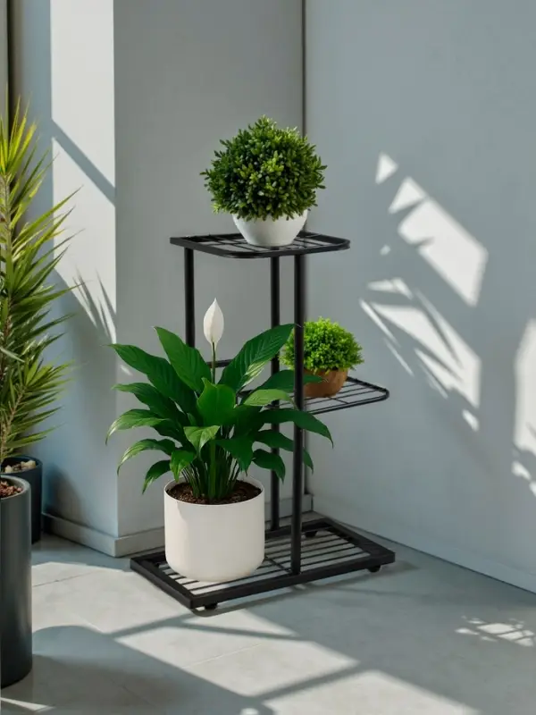 Подставка для цветов Greengo, 3 полки, 43&times;22&times;57 см, напольная, металл, чёрная