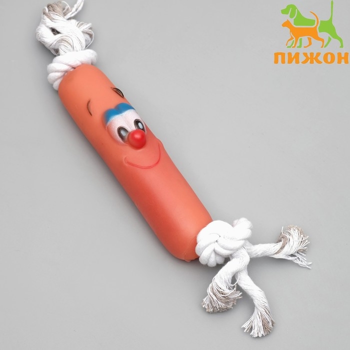 Игрушка на канате  Игрушка на канате "Сосиска" для собак, 30 см (сосиска 14 см)