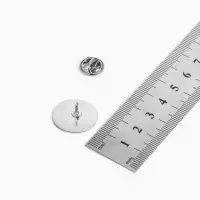 Основа для броши/значка круглая, (набор 5 шт.), площадка 2 см, цвет серебро