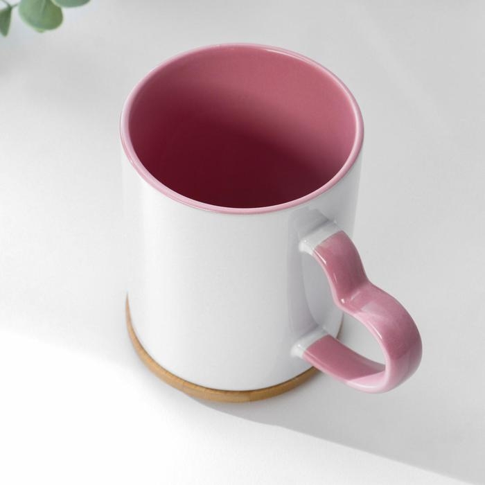 Кружка под сублимацию, с фигурной ручкой Кружка под сублимацию, с фигурной ручкой "Сердце" розовая внутри и ручка стандарт 320мл