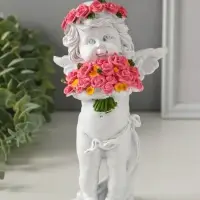 Фигура &laquo;Ангел с розами&raquo;, 13&times;9&times;22 см