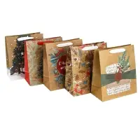 Набор пакетов крафтовых &laquo;Новогоднее поздравление&raquo;, 5 шт, 23 х 27 х 11,5 см,