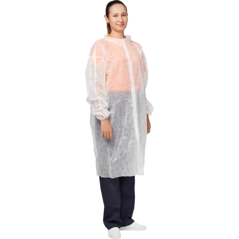 Халат на кнопках (30 гр) XL белый (10 шт/упак)