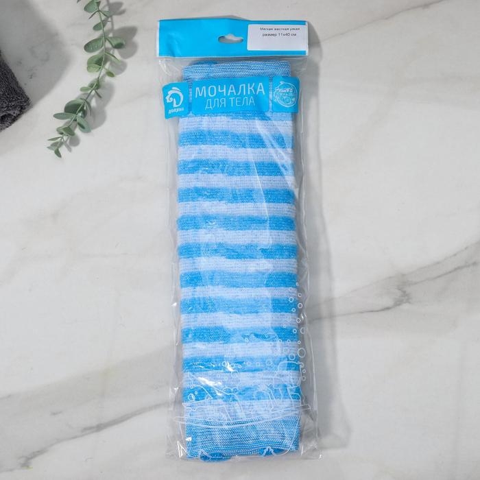 Мочалка-лента для тела Доляна, 43×12 см, жёсткая, узкая, цвет МИКС