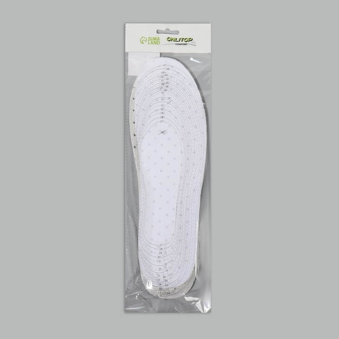 Стельки для обуви, универсальные, дышащие, р-р RU до 44 (р-р Пр-ля до 46), 28 см, пара, белые Стельки для обуви, универсальные, дышащие, р-р RU до 44 (р-р Пр-ля до 46), 28 см, пара, белые