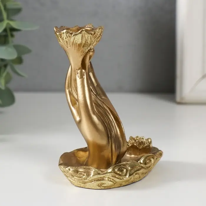 Подставка для благовоний, конусов &laquo;Цветок в руке&raquo;, полистоун, 7&times;5.5&times;9 см