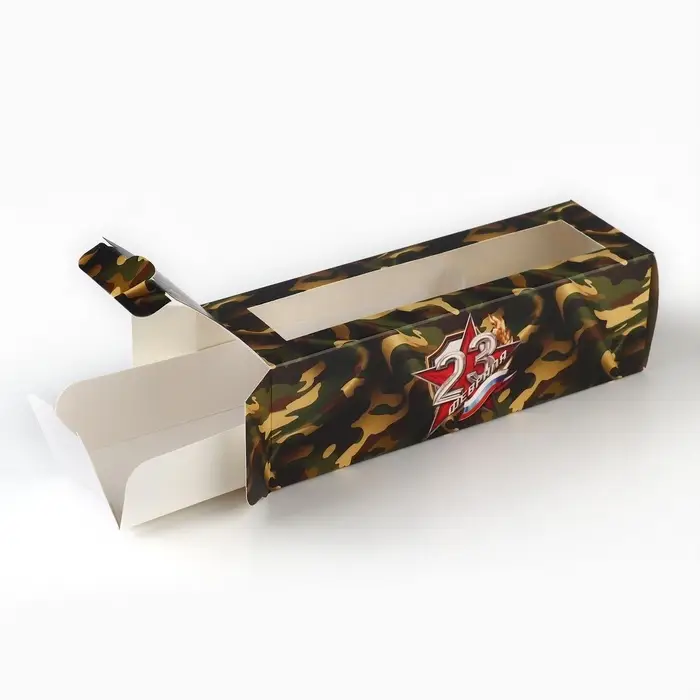 Коробка для макарун «23 февраля», 5.5 х 18 х 5.5 см