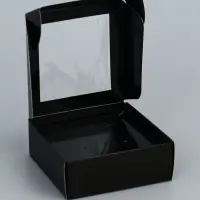 Коробка для бижутерии с PVC окном 8×8×3 см, чёрный