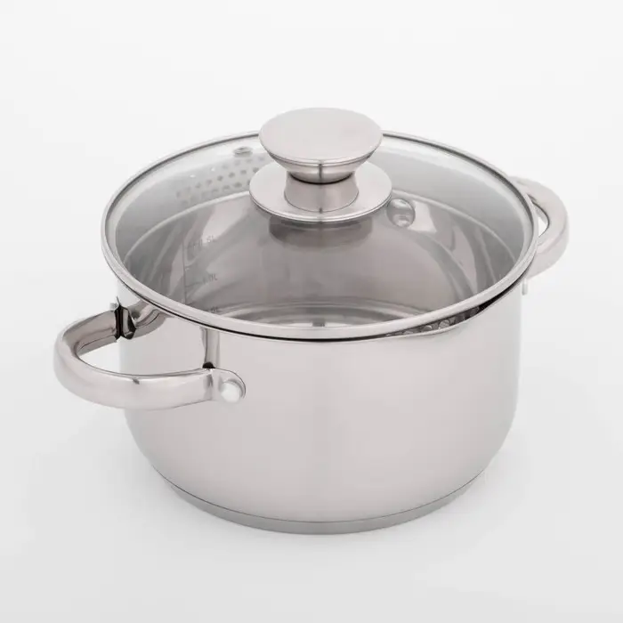 Кастрюля Magistro Klimena, 2,5 л, нержавеющая сталь, AISI - 201, крышка-дуршлаг, носик для слива, капсульное дно, индукция