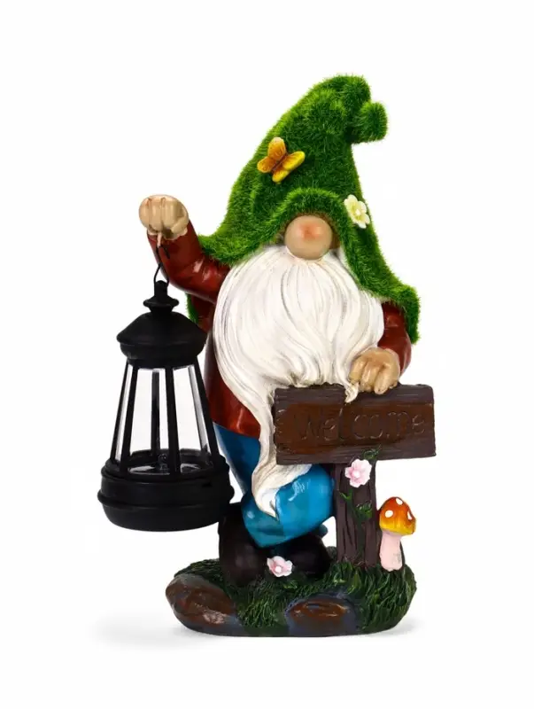 Садовая фигура - фонарь &laquo;Гном Welcome&raquo; 9&times;15&times;25 см, Greengo