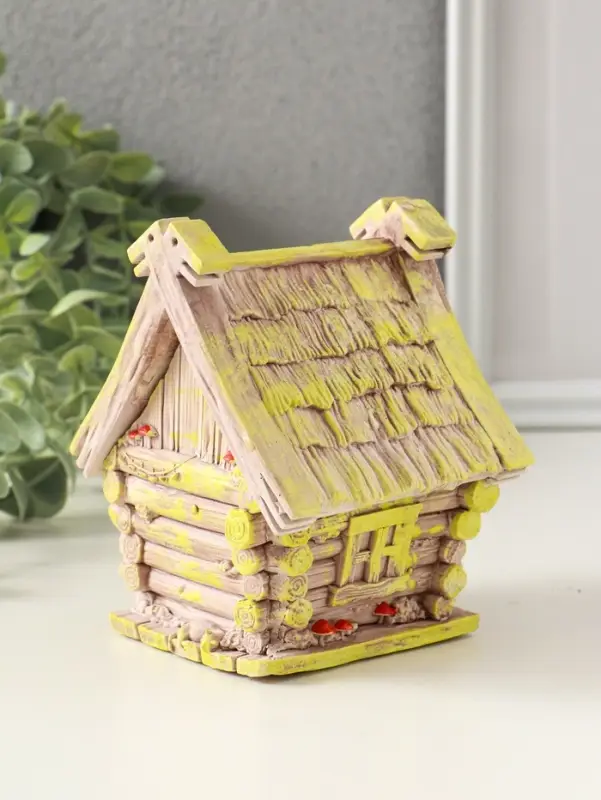 Шкатулка для украшений «Избушка» 12×11×9 см, гипс, коричневый Шкатулка для украшений «Избушка» 12×11×9 см, гипс, коричневый