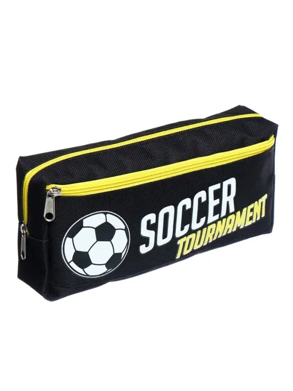 Пенал школьный на молнии Calligrata &laquo;Футбол&raquo;, 2 отделения, черный