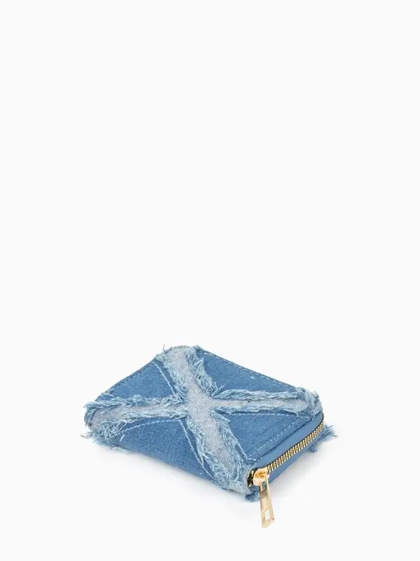 Кошелёк женский на молнии 8.5&times;2&times;11 см, джинсовый, голубой